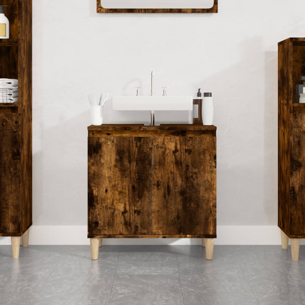 Washbasin base cabinet smoked oak 58x33x60 cm wood material