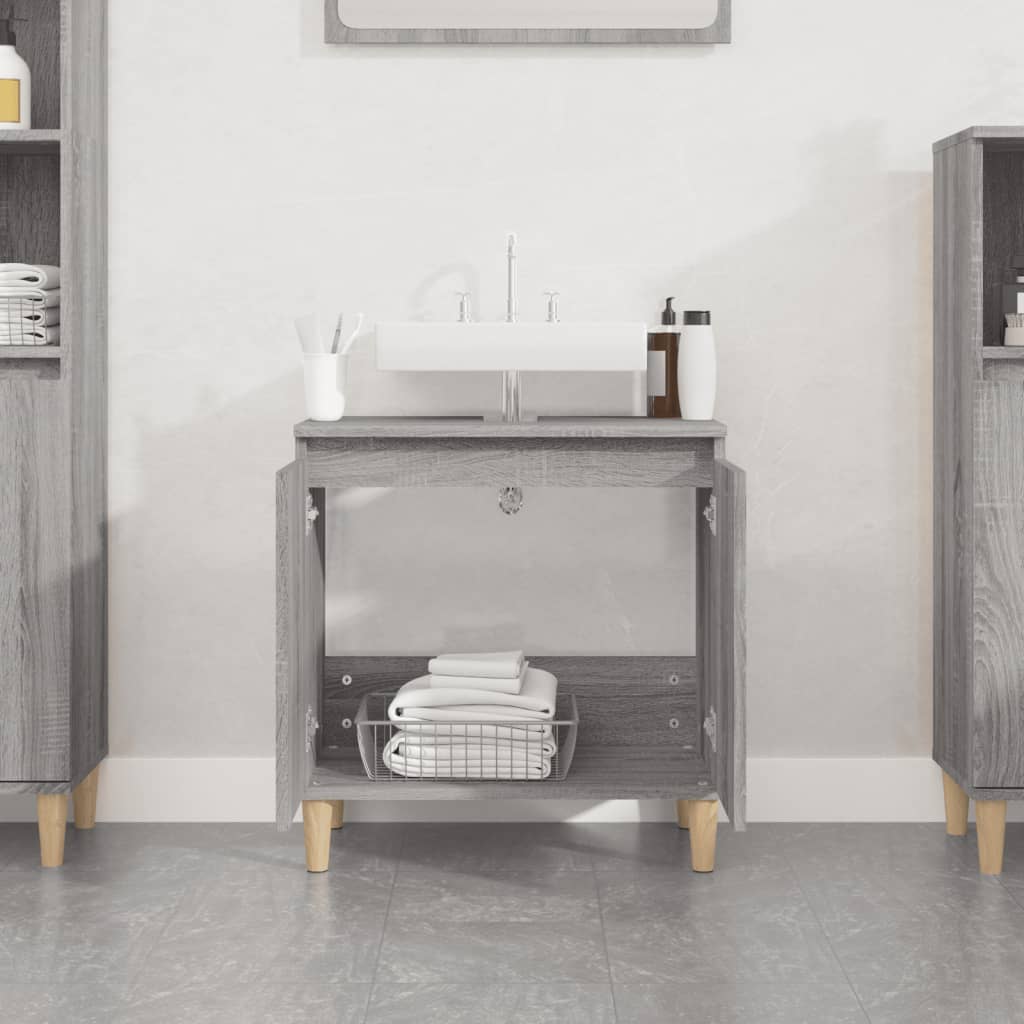 Washbasin Cabinet Grey Sonoma 58x33x60 cm Wood Material