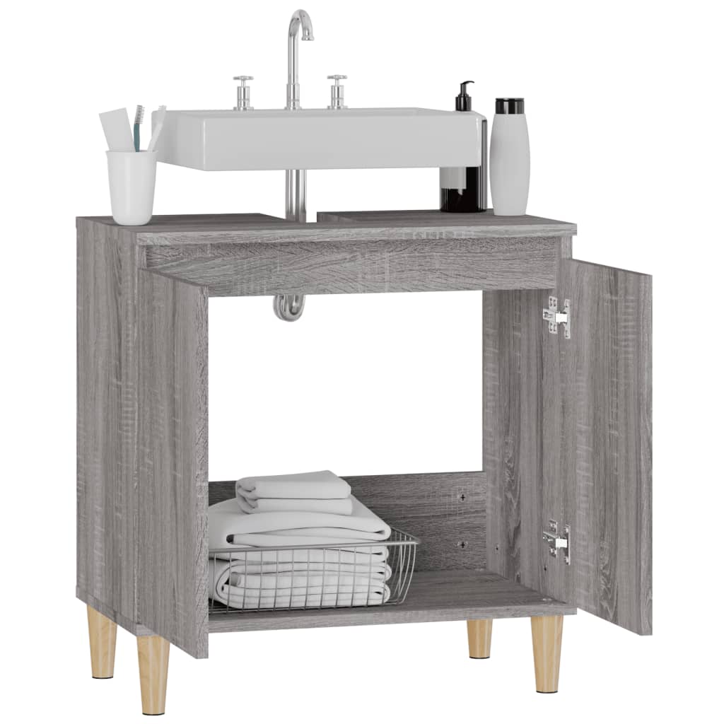 Washbasin Cabinet Grey Sonoma 58x33x60 cm Wood Material