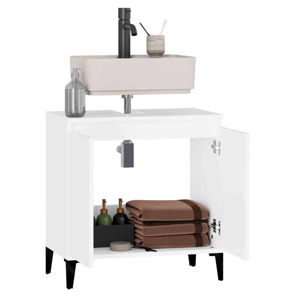 Washbasin Cabinet White 58x33x60 cm Wood Material