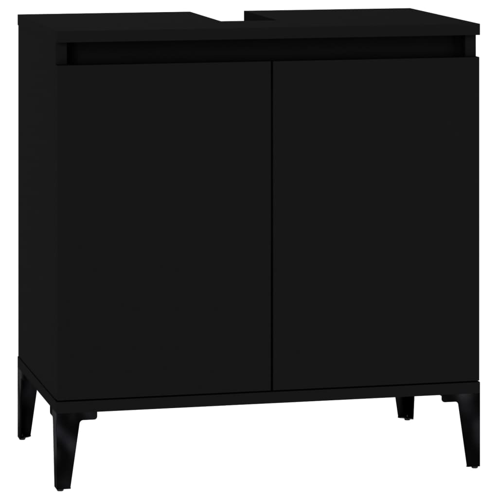 Washbasin Cabinet Black 58x33x60 cm Wood Material