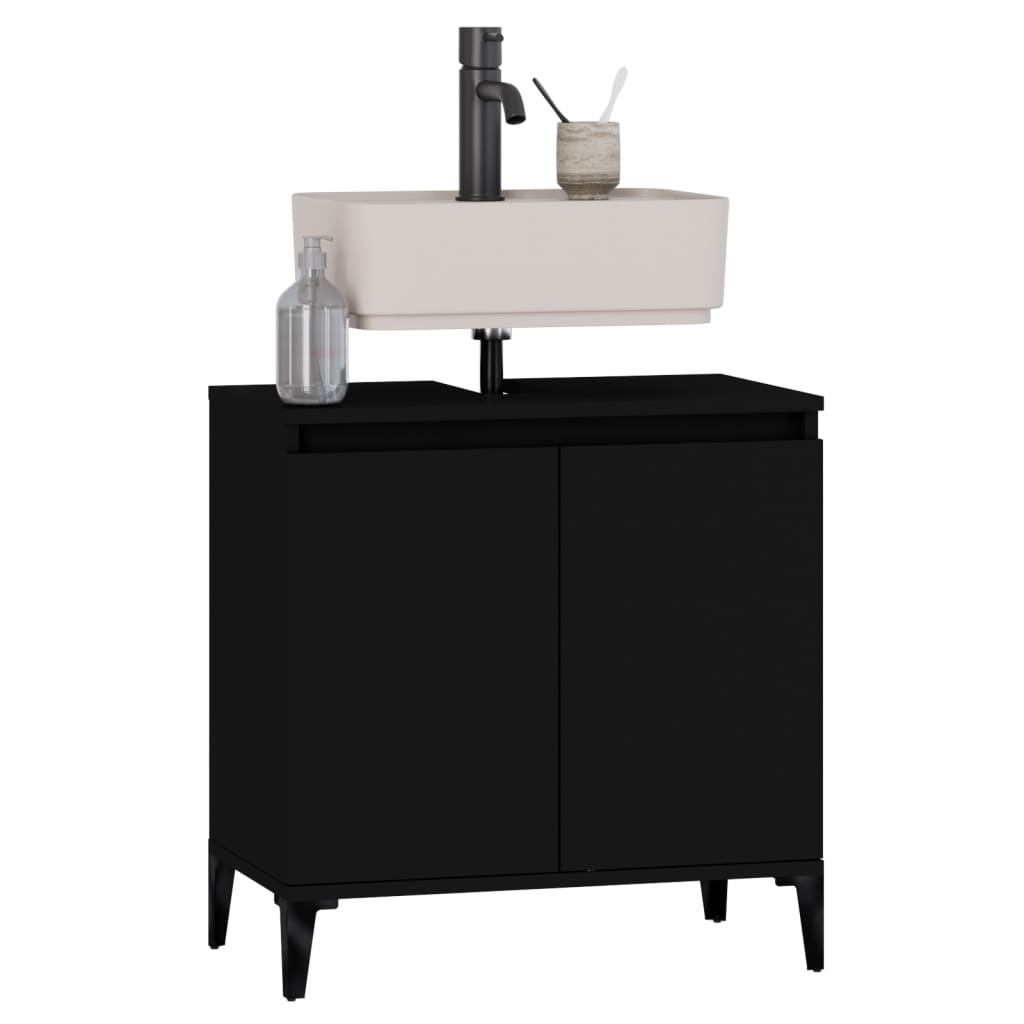 Washbasin Cabinet Black 58x33x60 cm Wood Material