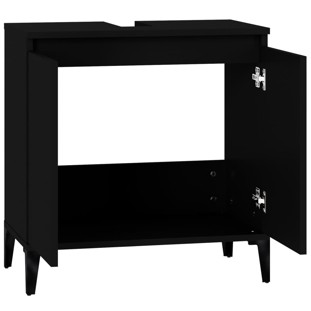 Washbasin Cabinet Black 58x33x60 cm Wood Material