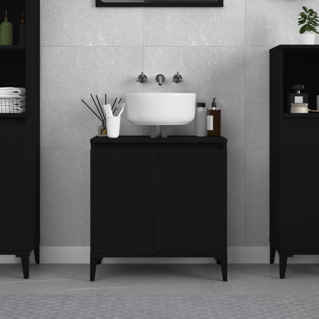 Washbasin Cabinet Black 58x33x60 cm Wood Material