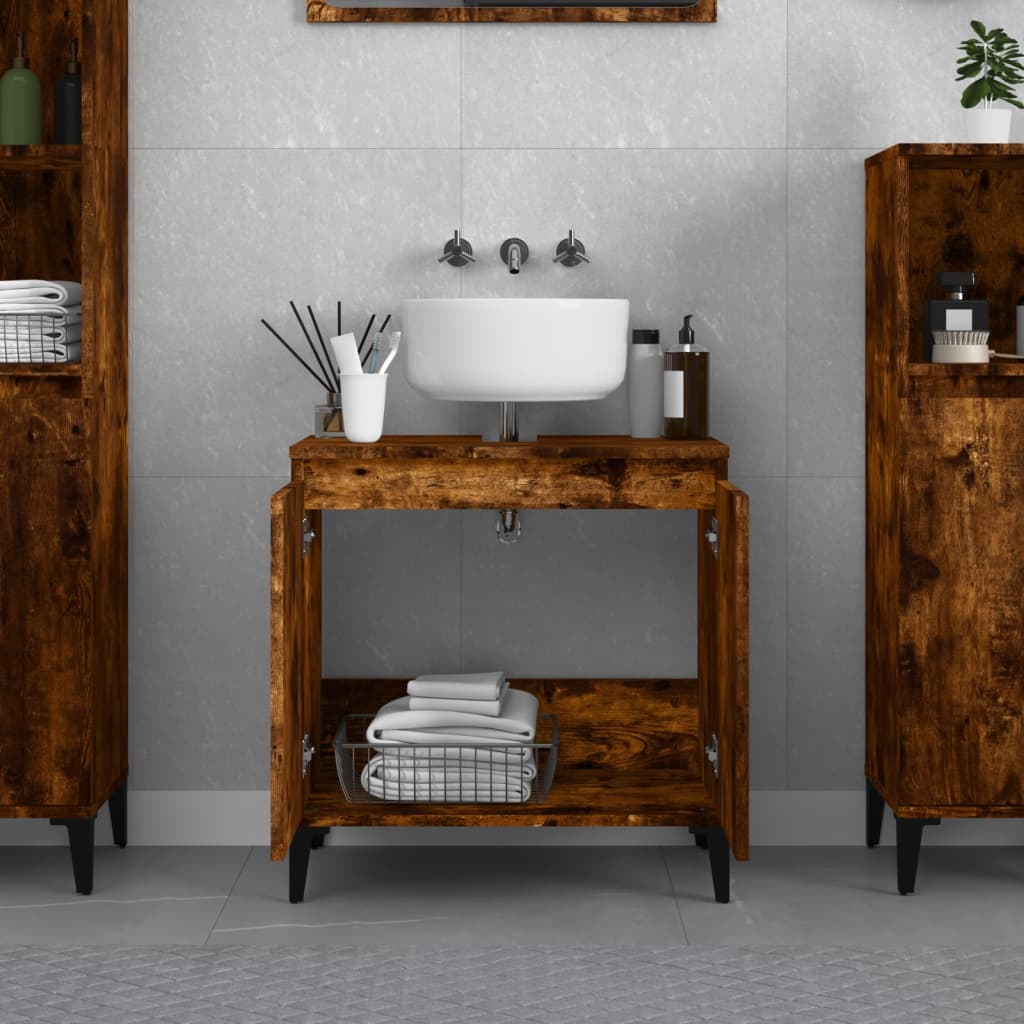 Washbasin base cabinet smoked oak 58x33x60 cm wood material