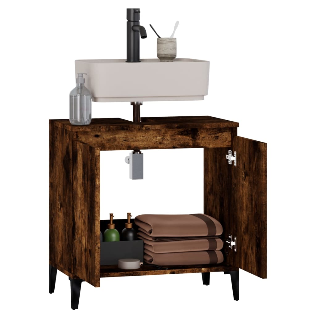 Washbasin base cabinet smoked oak 58x33x60 cm wood material