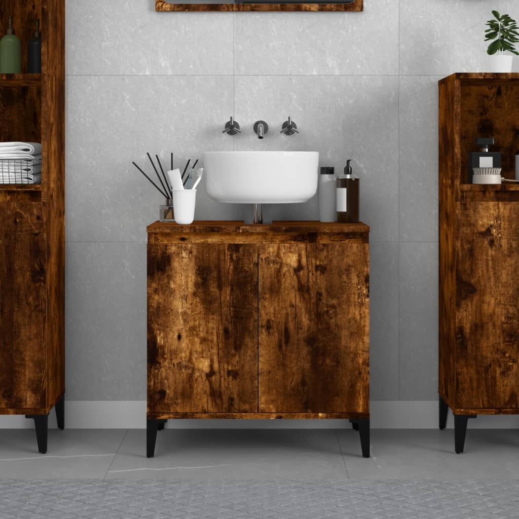 Washbasin base cabinet smoked oak 58x33x60 cm wood material