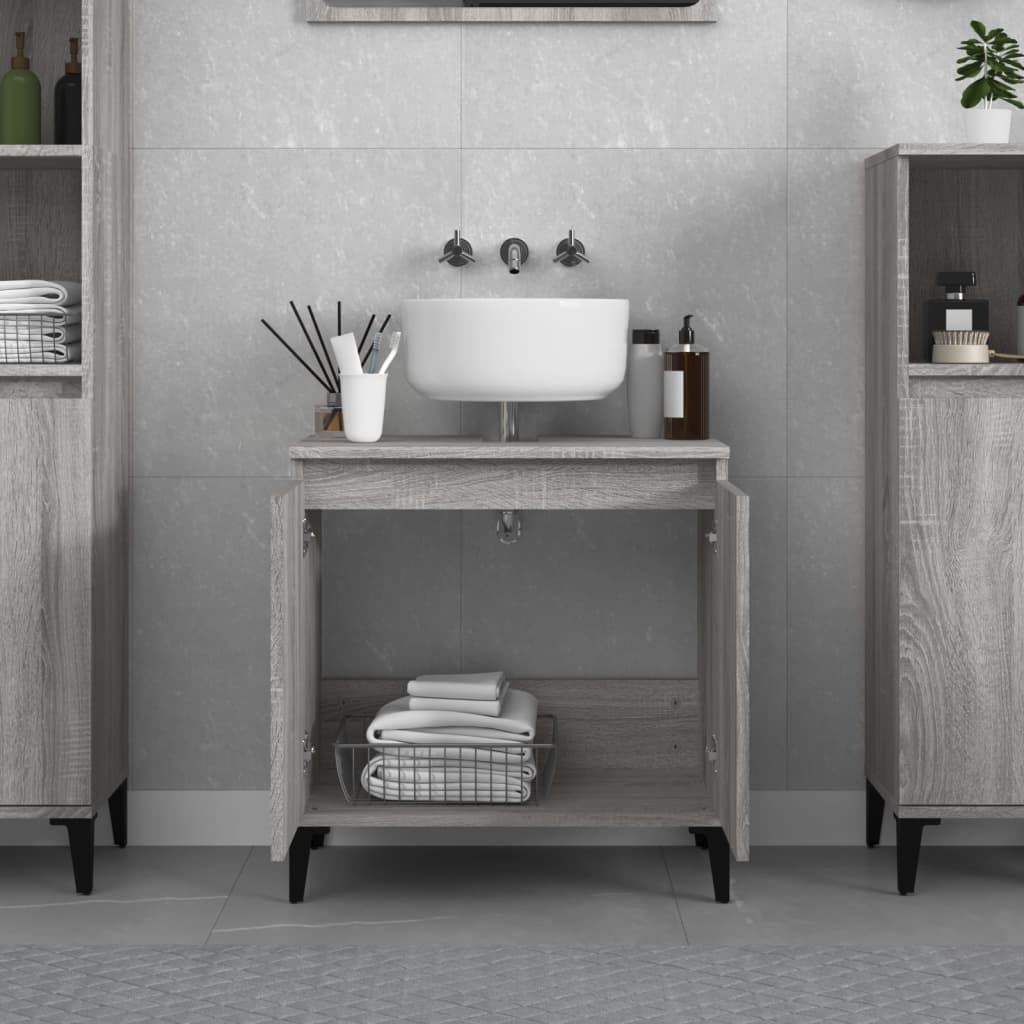 Washbasin Cabinet Grey Sonoma 58x33x60 cm Wood Material