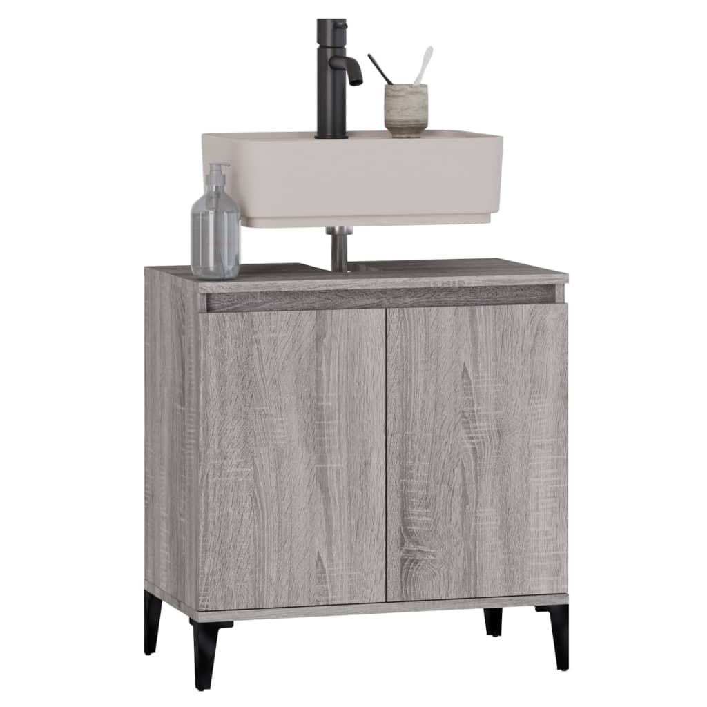 Washbasin Cabinet Grey Sonoma 58x33x60 cm Wood Material