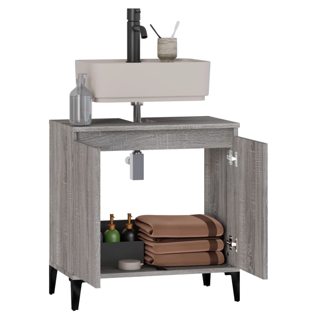 Washbasin Cabinet Grey Sonoma 58x33x60 cm Wood Material
