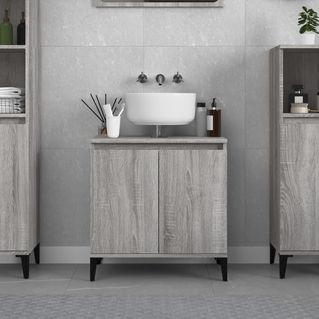 Washbasin Cabinet Grey Sonoma 58x33x60 cm Wood Material