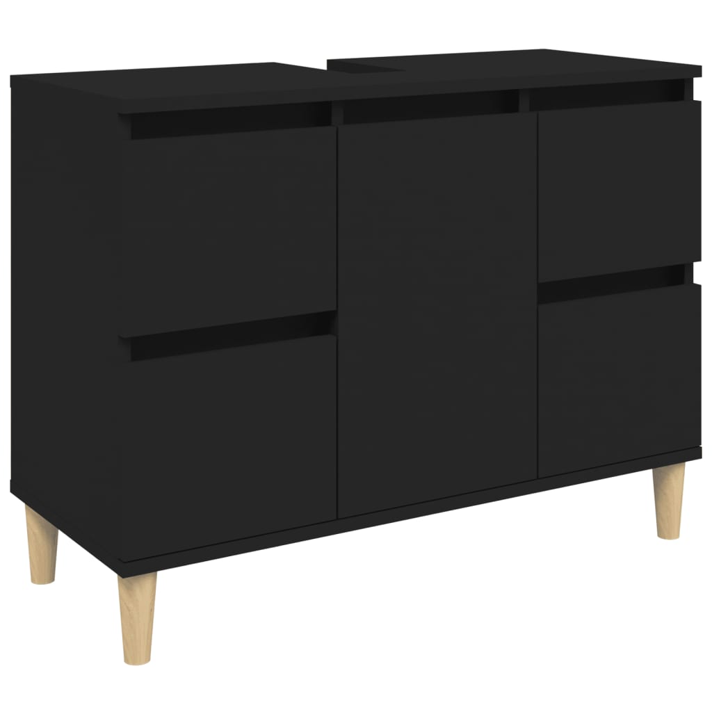Washbasin Cabinet Black 80x33x60 cm Wood Material