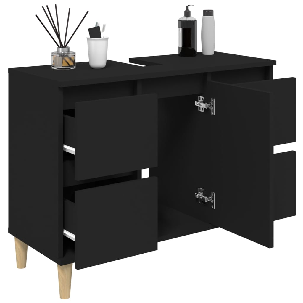 Washbasin Cabinet Black 80x33x60 cm Wood Material