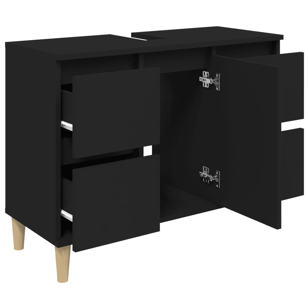 Washbasin Cabinet Black 80x33x60 cm Wood Material