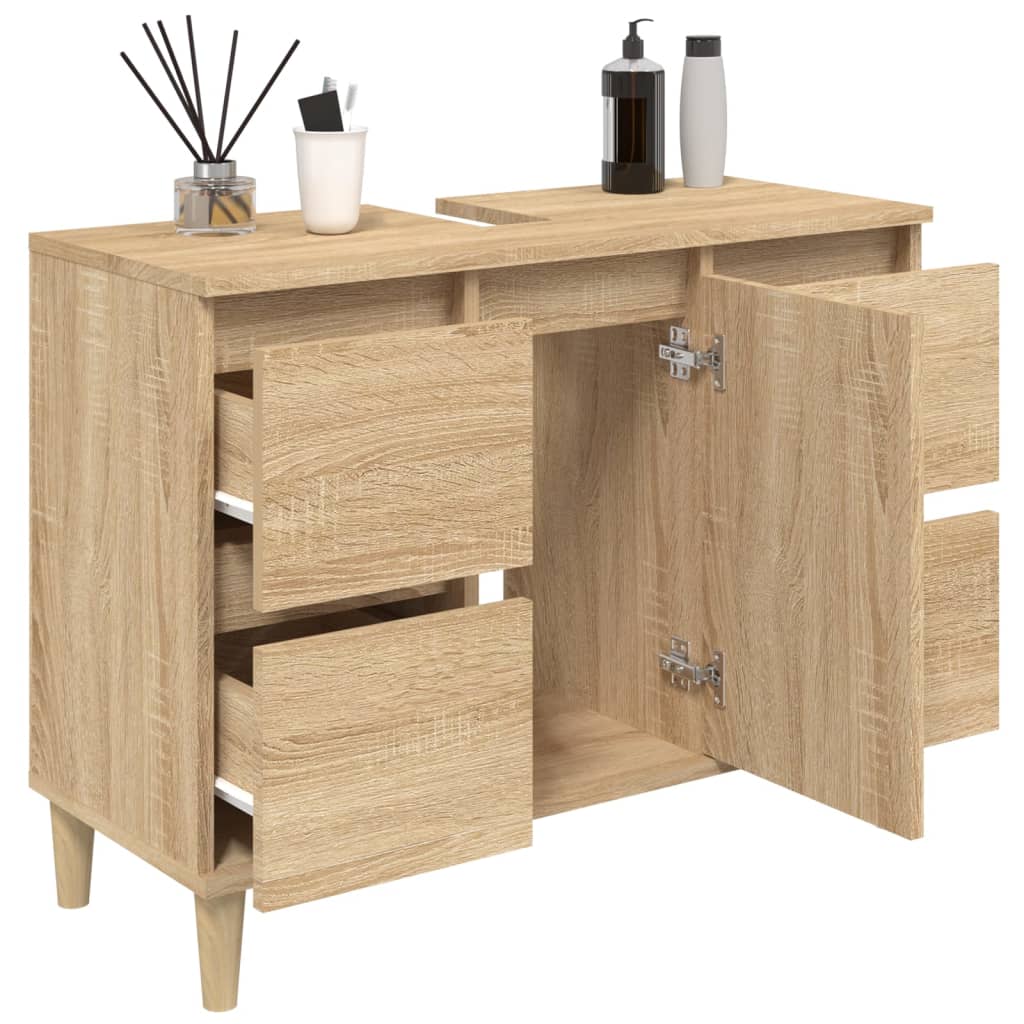 Waschbeckenunterschrank Sonoma-Eiche 80x33x60 cm Holzwerkstoff