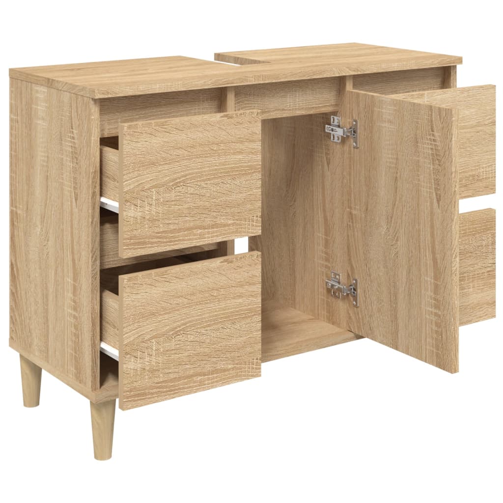 Waschbeckenunterschrank Sonoma-Eiche 80x33x60 cm Holzwerkstoff