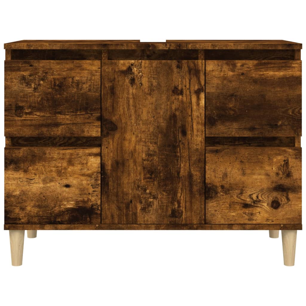 Washbasin base cabinet smoked oak 80x33x60 cm wood material