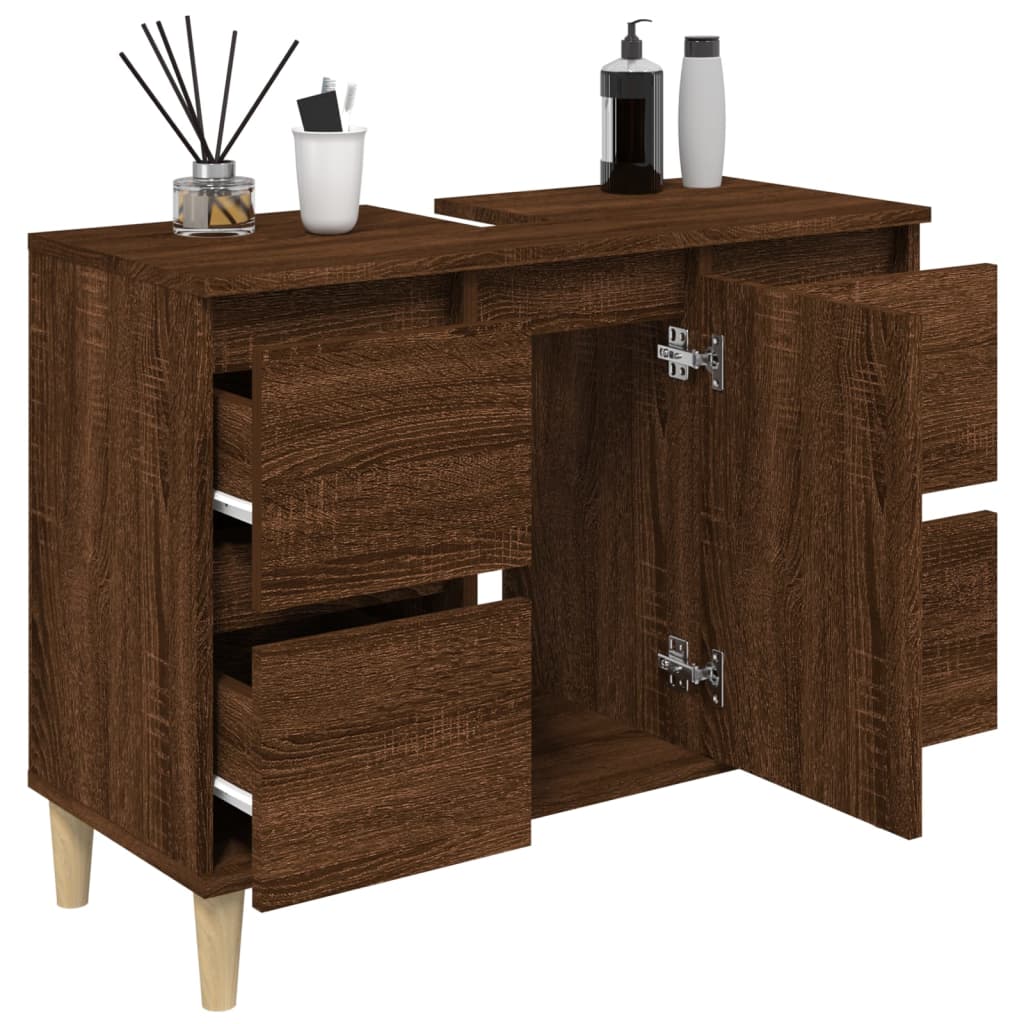 Washbasin Cabinet Brown Oak Look 80x33x60 cm