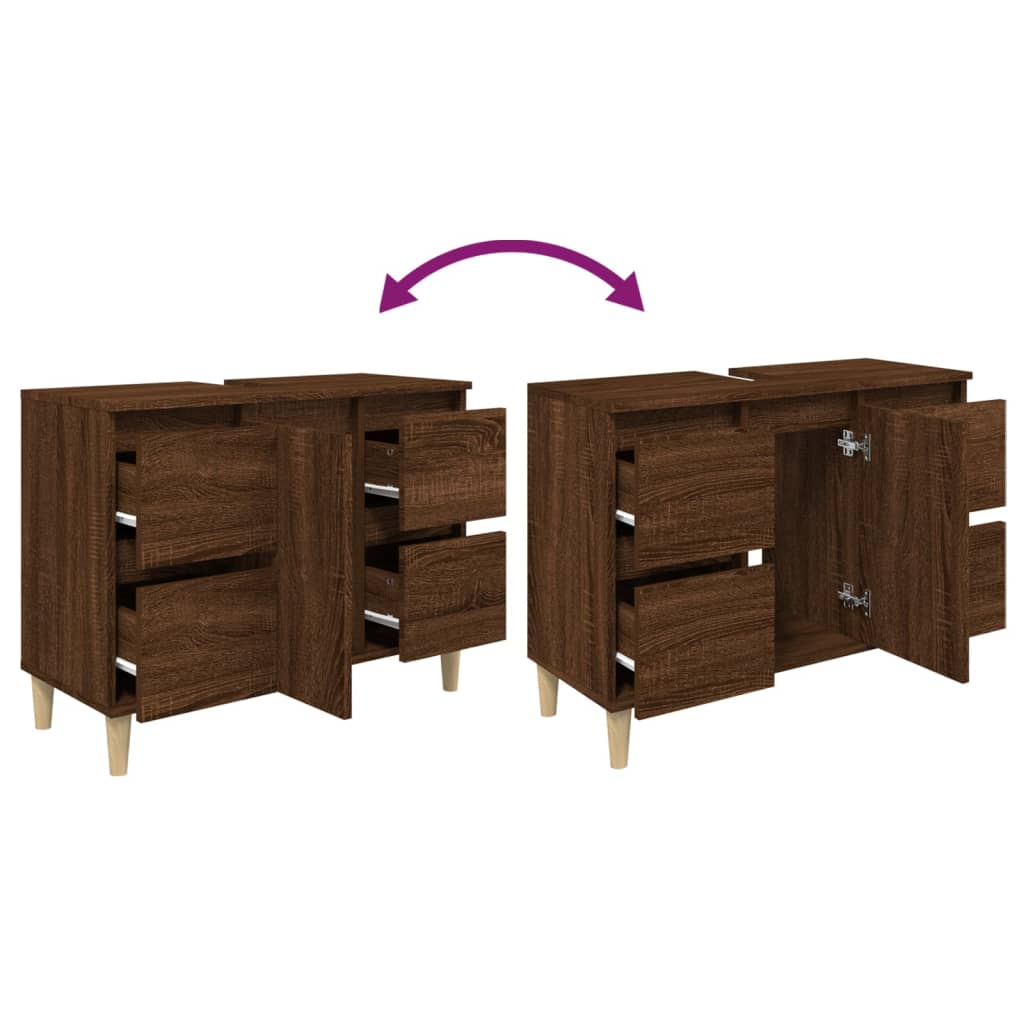Washbasin Cabinet Brown Oak Look 80x33x60 cm