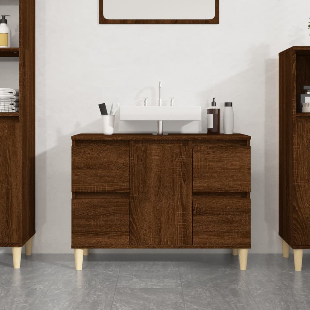 Washbasin Cabinet Brown Oak Look 80x33x60 cm