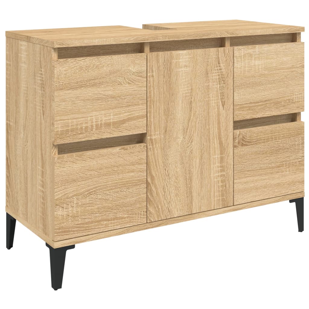 Waschbeckenunterschrank Sonoma-Eiche 80x33x60 cm Holzwerkstoff