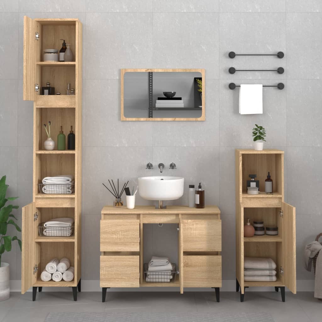 Waschbeckenunterschrank Sonoma-Eiche 80x33x60 cm Holzwerkstoff