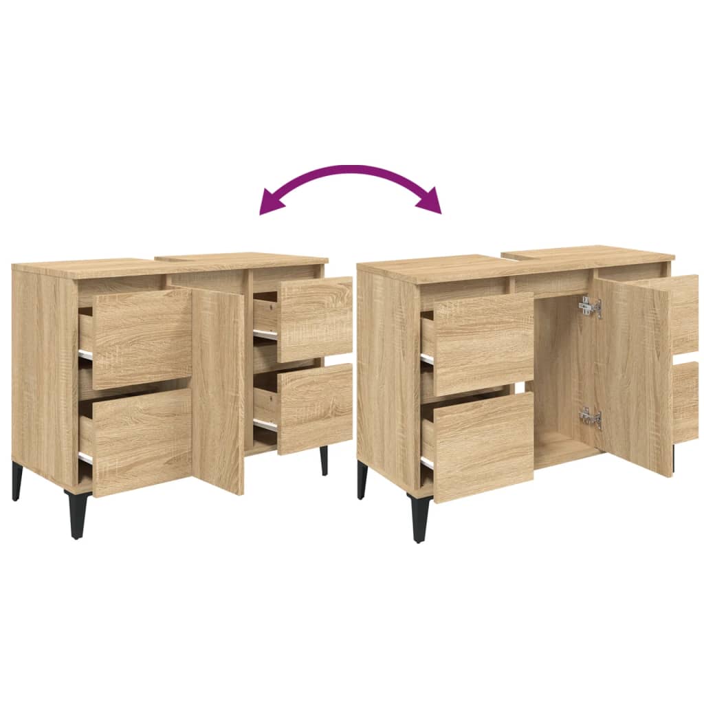 Waschbeckenunterschrank Sonoma-Eiche 80x33x60 cm Holzwerkstoff