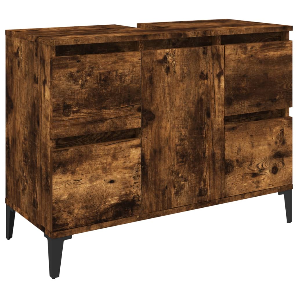 Washbasin base cabinet smoked oak 80x33x60 cm wood material