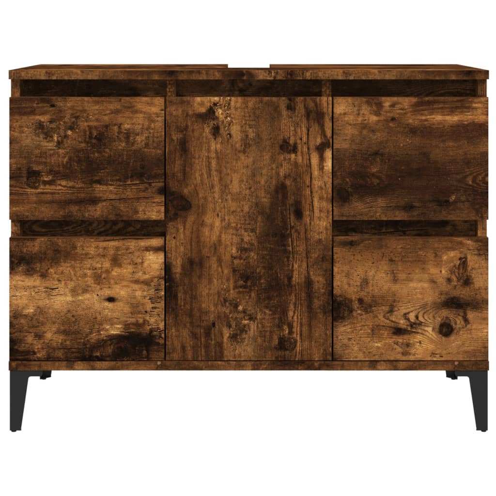 Washbasin base cabinet smoked oak 80x33x60 cm wood material