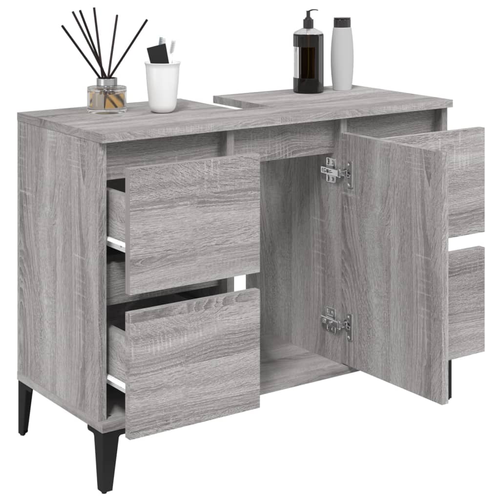 Washbasin Cabinet Grey Sonoma 80x33x60 cm Wood Material