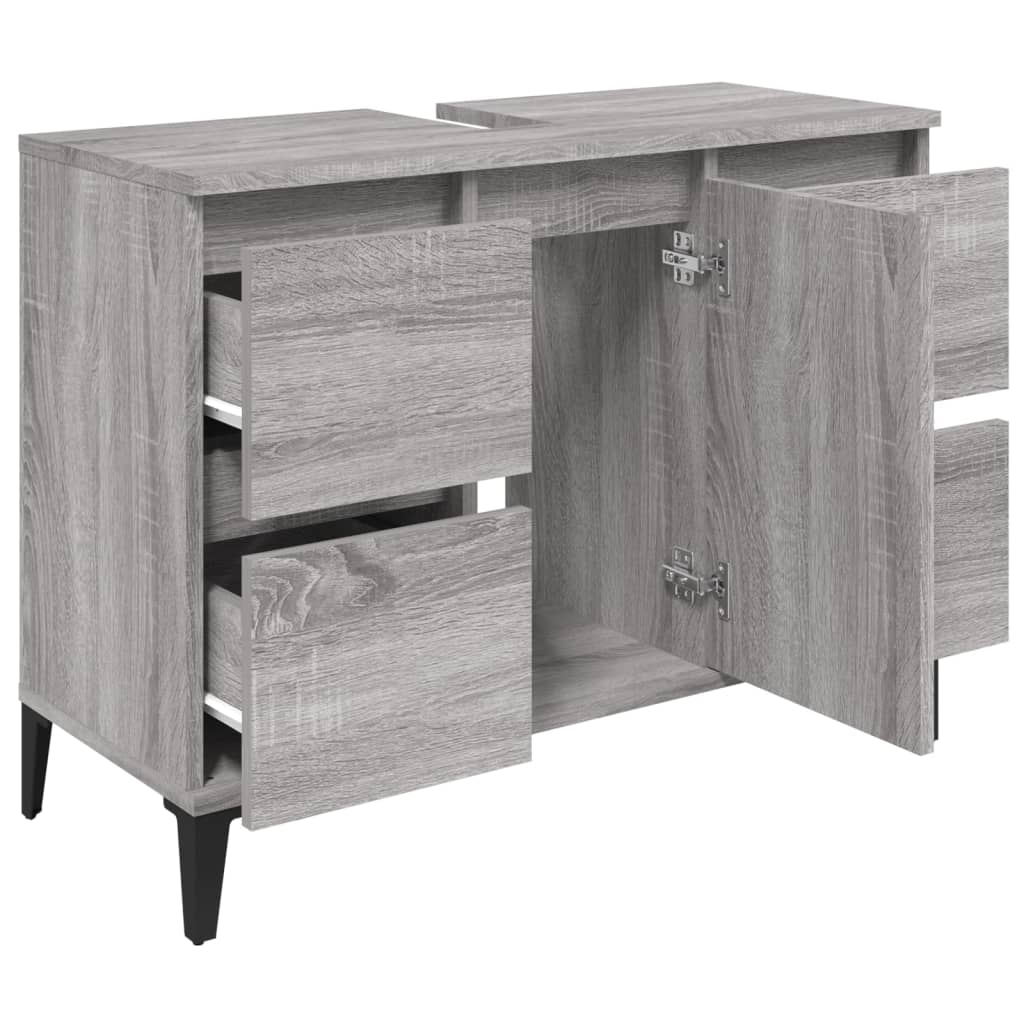 Washbasin Cabinet Grey Sonoma 80x33x60 cm Wood Material