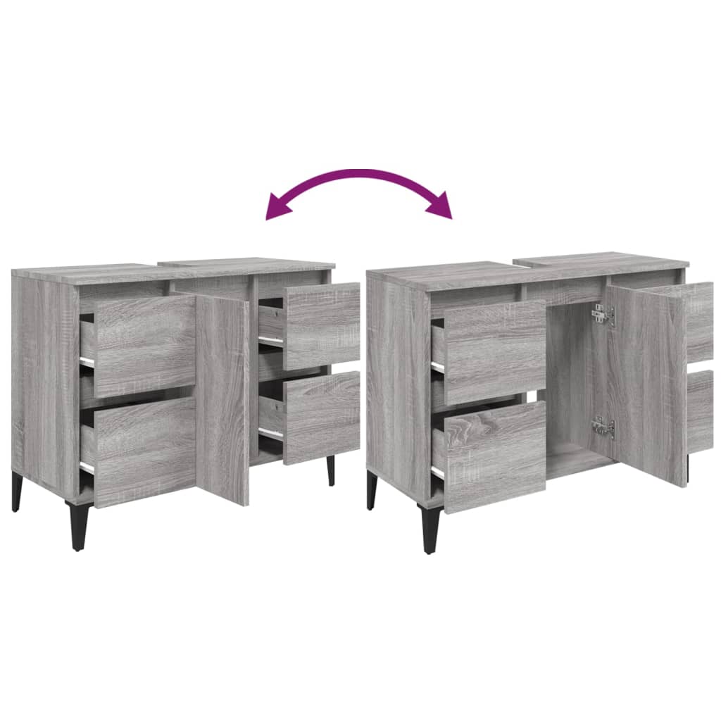 Washbasin Cabinet Grey Sonoma 80x33x60 cm Wood Material