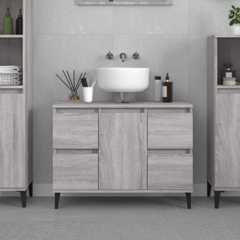 Washbasin Cabinet Grey Sonoma 80x33x60 cm Wood Material