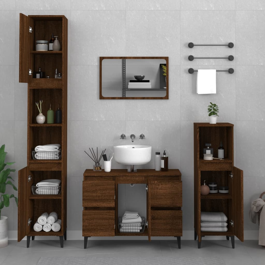 Washbasin Cabinet Brown Oak Look 80x33x60 cm