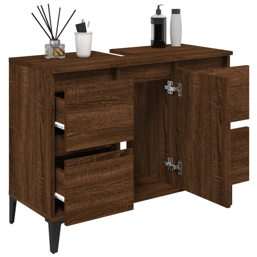 Washbasin Cabinet Brown Oak Look 80x33x60 cm