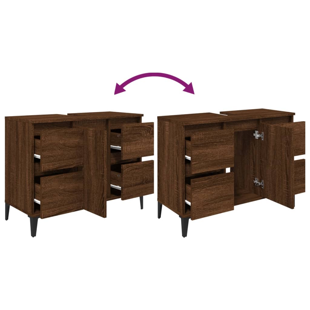Washbasin Cabinet Brown Oak Look 80x33x60 cm