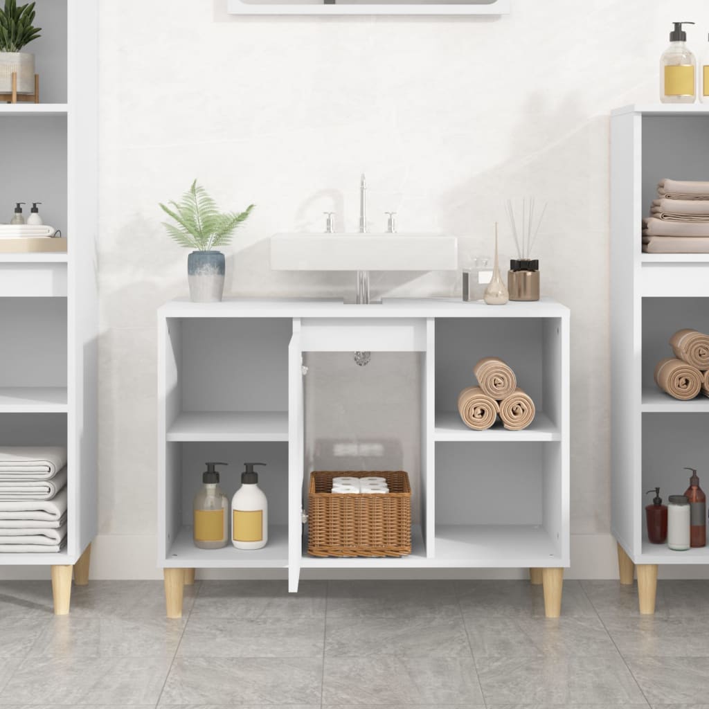Washbasin Cabinet White 80x33x60 cm Wood Material