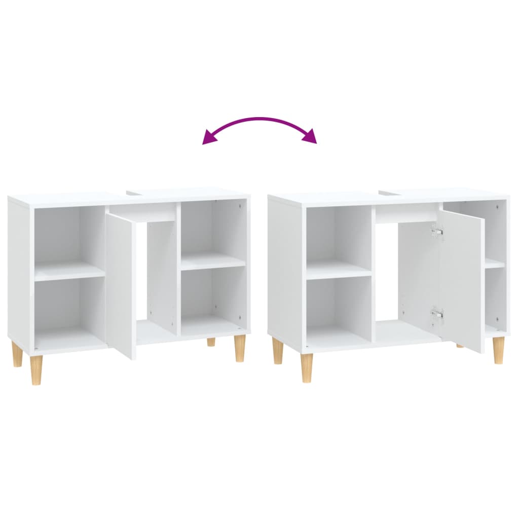 Washbasin Cabinet White 80x33x60 cm Wood Material