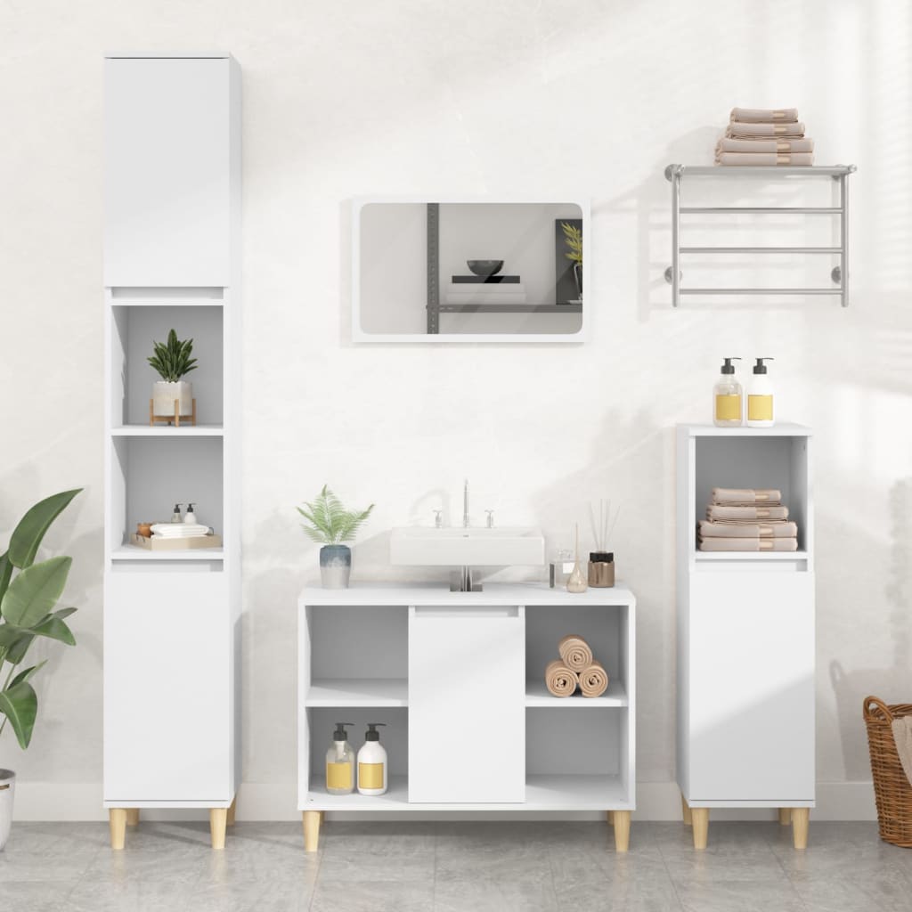 Washbasin Cabinet White 80x33x60 cm Wood Material