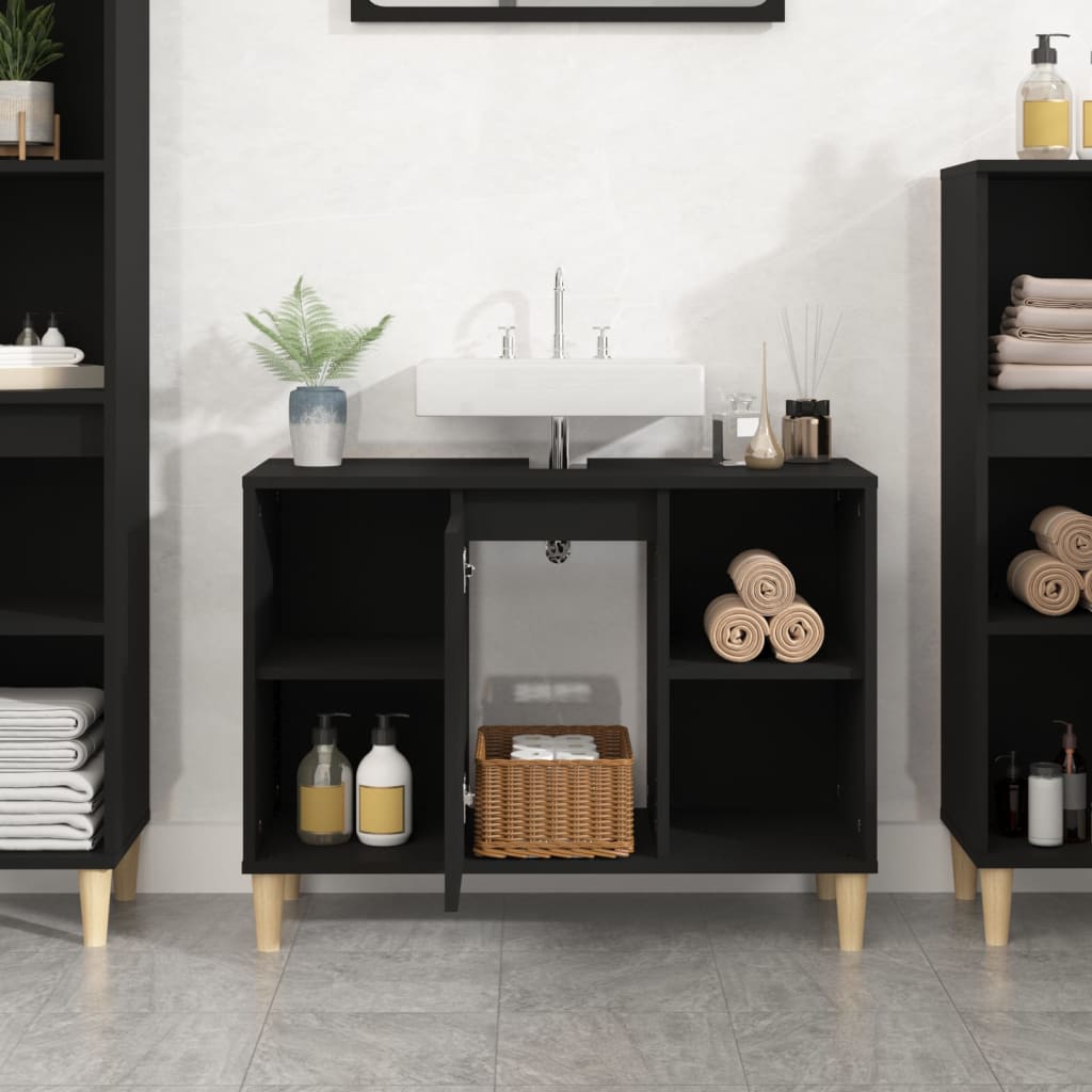 Washbasin Cabinet Black 80x33x60 cm Wood Material