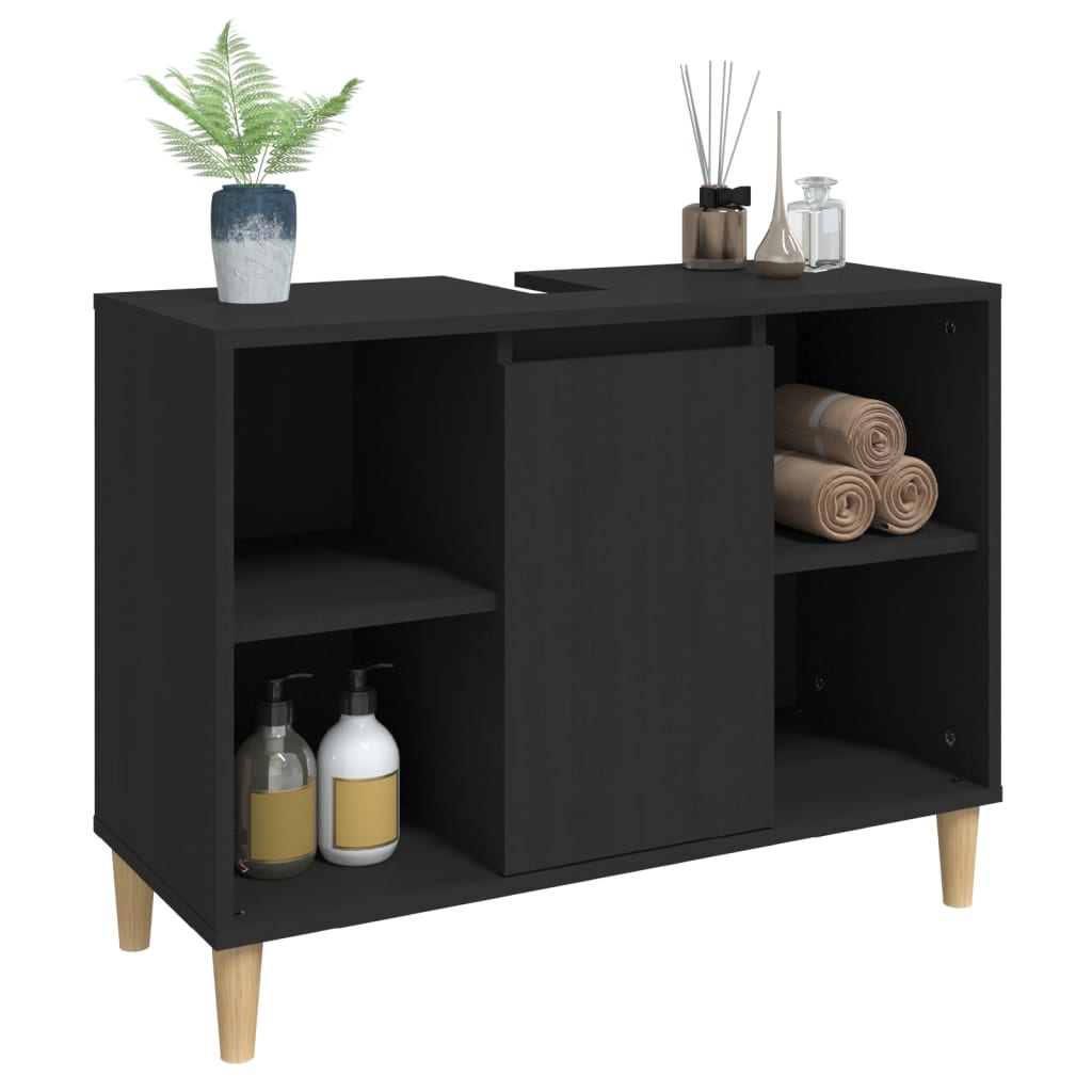 Washbasin Cabinet Black 80x33x60 cm Wood Material