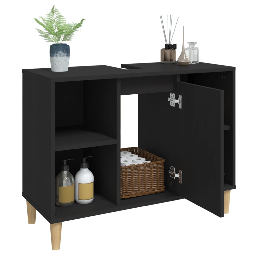 Washbasin Cabinet Black 80x33x60 cm Wood Material