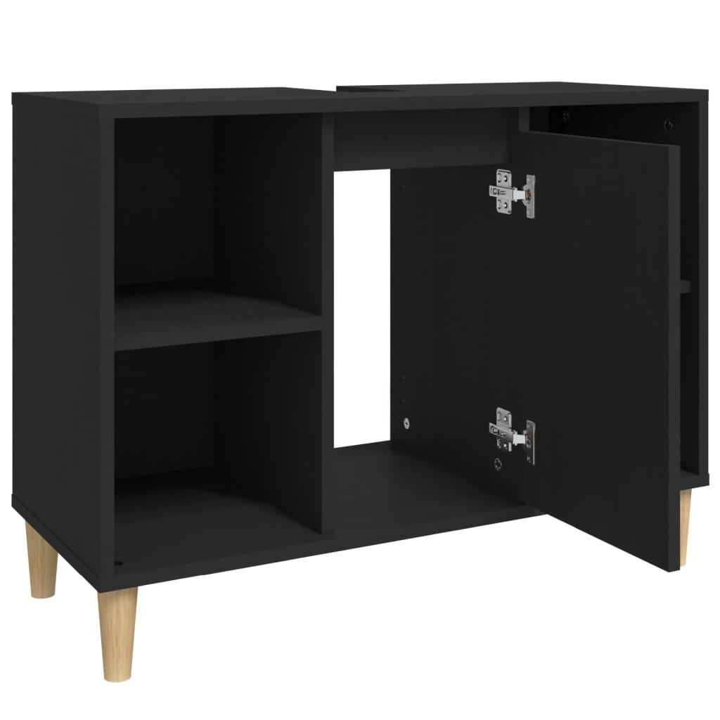 Washbasin Cabinet Black 80x33x60 cm Wood Material