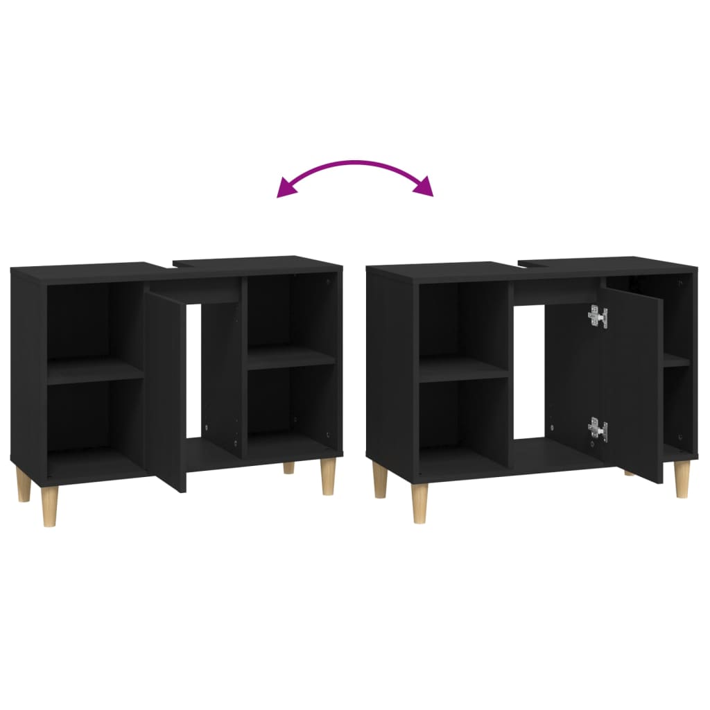 Washbasin Cabinet Black 80x33x60 cm Wood Material