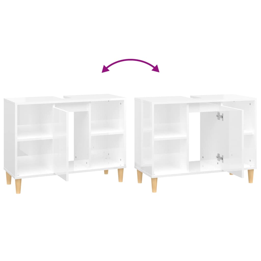 Washbasin base cabinet high gloss white 80x33x60cm wood material