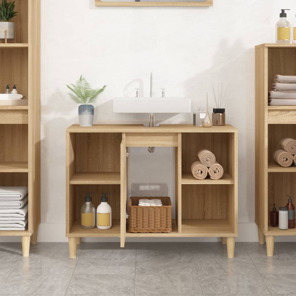 Washbasin base cabinet Sonoma oak 80x33x60 cm wood material