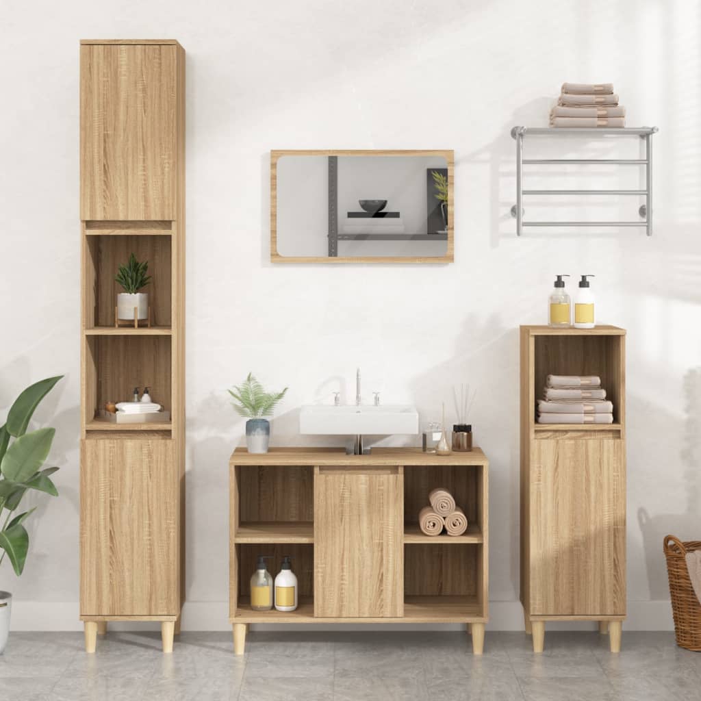 Washbasin base cabinet Sonoma oak 80x33x60 cm wood material