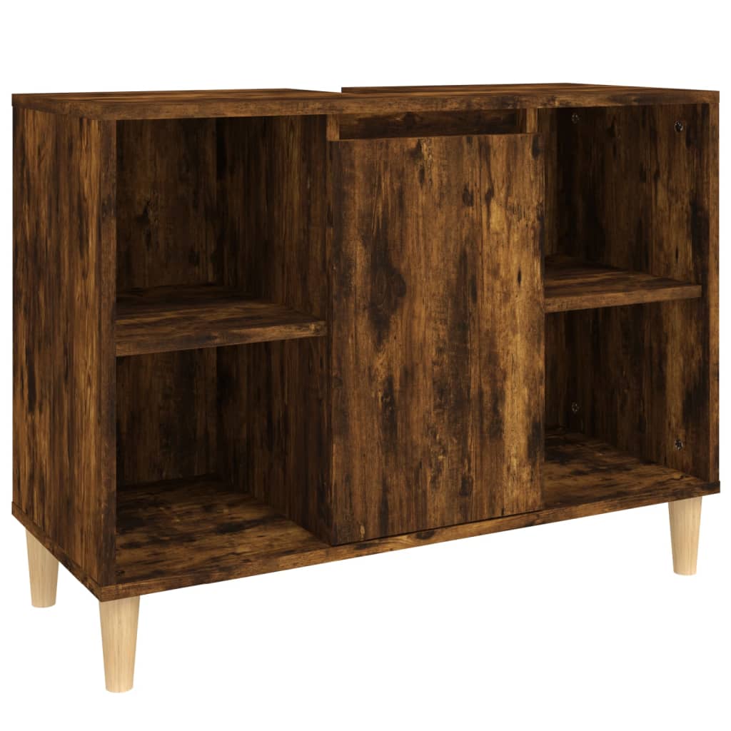 Washbasin base cabinet smoked oak 80x33x60 cm wood material