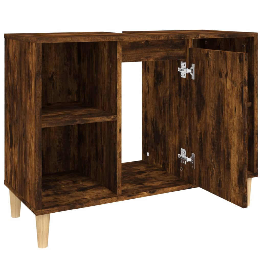 Washbasin base cabinet smoked oak 80x33x60 cm wood material