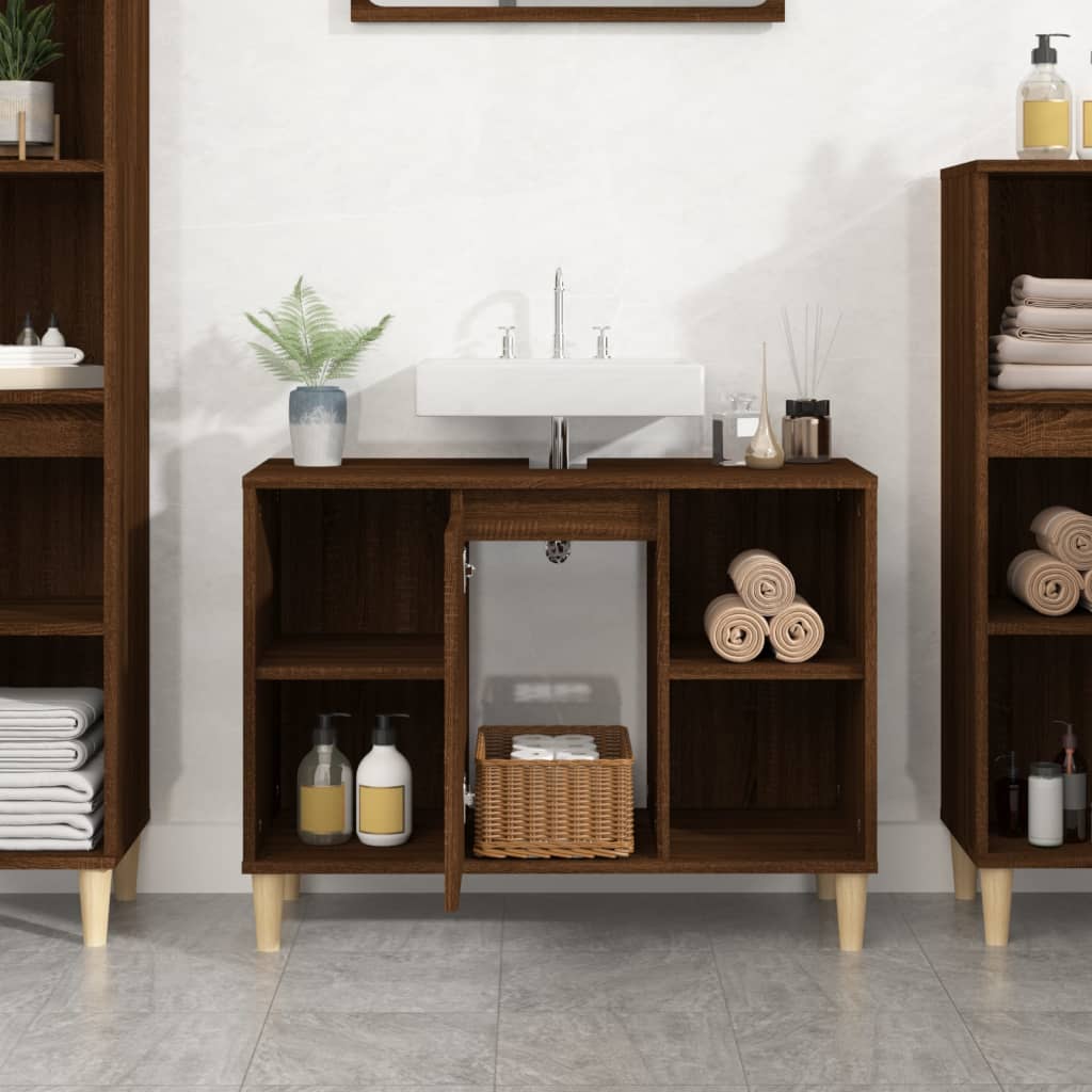 Washbasin Cabinet Brown Oak Look 80x33x60 cm